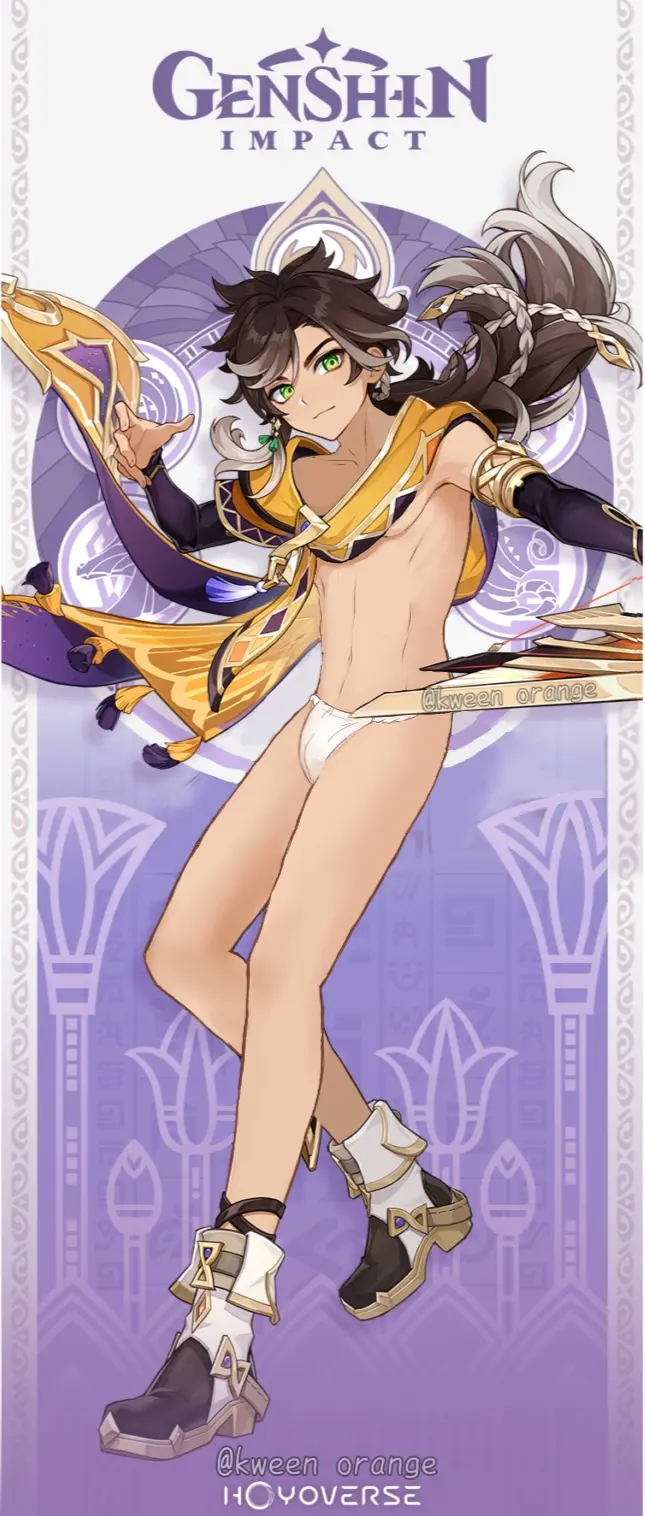 Image male,text,genshin_impact,artist_signature,solo_male,kween_orange,sethos_(genshin_impact)
