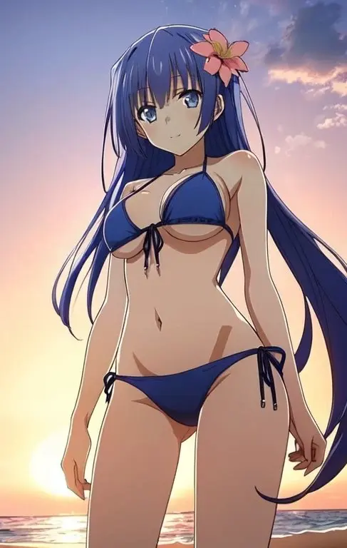 Image breasts,female,female_only,light-skinned_female,solo,bikini,thighs,beach,belly,solo_female,grey_eyes,grey_fur,revealing_clothes,fully_clothed,date_a_live,izayoi_miku