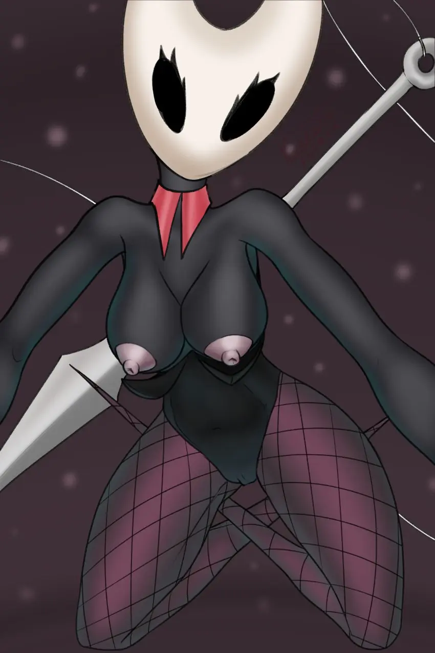 Image big_breasts,breasts,clothed,clothing,female,hi_res,nipples,simple_background,solo,digital_media_(artwork),anthro,absurd_res,arthropod,black_body,hollow_knight,hornet_(hollow_knight),insects,team_cherry,hymenopteran,wasp,the_knight_(hollow_knight),hornet,vespid,kiunata
