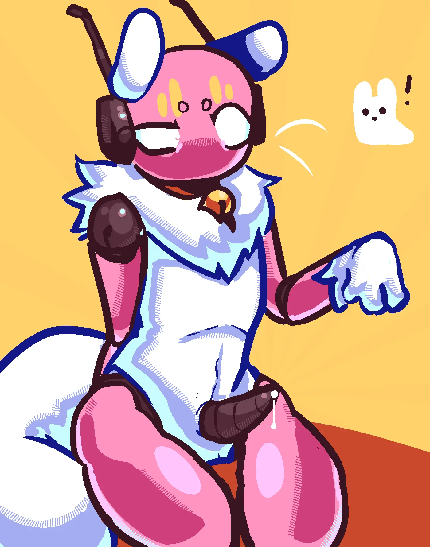 Image clothing,hi_res,solo,1boy,animal_ears,male,penis,humanoid,animal_tail,genital_fluids,collar,bodily_fluids,genitals,precum,fur_collar,non-human,markings,toony,pink_body,costume,machine,robot,robot_humanoid,bell,bell_collar,facial_markings,head_markings,fake_tail,non-human_only,whiskers,robot_boy,tapering_penis,fake_ears,antennae_(anatomy),forehead_markings,rain_world,slugcat,videocult,cat_costume,iterator_(rain_world),cosmicbee,five_pebbles_(rain_world),fake_paws