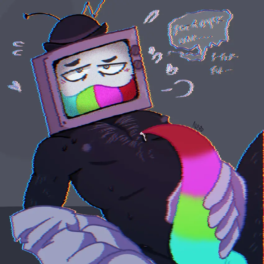 Image male,penis,male_only,red_penis,handjob,tentacle,non-human,toony,toony_face,penis_grab,big_head,object_head,tentacle_grab,tv_head,tv,smg4,handjob_with_gloves,mr._puzzles,unreadable_text