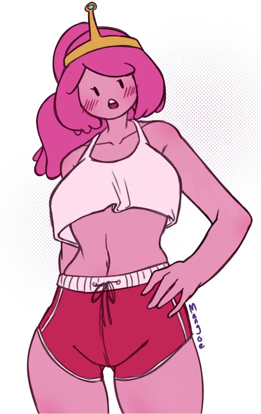 Image breasts,female,solo,bra,glasses,pink_hair,undressing,pink_body,pink_skin,adventure_time,princess_bubblegum,usmangaa