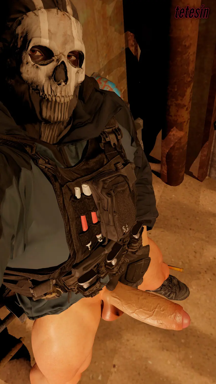 Image brown_eyes,male,penis,erection,male_only,yaoi,huge_cock,gay,bara,male_focus,phone,big_dick,mask,pantsless,camera_view,masked_male,masked,camera_pov,call_of_duty,call_of_duty_modern_warfare_2_(2022),ghost_(modern_warfare_2),simon_riley,semi_clothed,simon_ghost_riley,tetesin