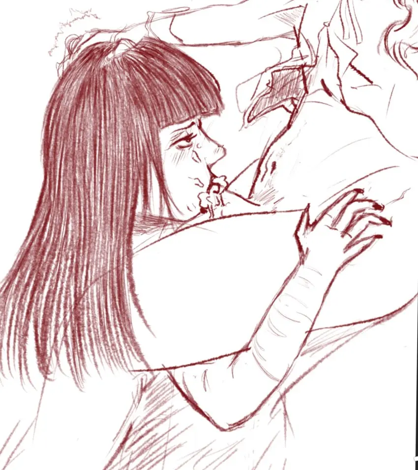 Image 1girls,female,human,shirt,bangs,cum,cum_in_mouth,hand_on_head,oral,thighs,1futa,fellatio,futa_on_female,futanari,intersex,blowjob,bottomless,cumming,sketch,scars,semen,trans_woman,transfem,scars_on_arm,grabbing_hair,fear_and_hunger,fear_and_hunger:_termina,marina_(fear_and_hunger),samarie_(fear_and_hunger)