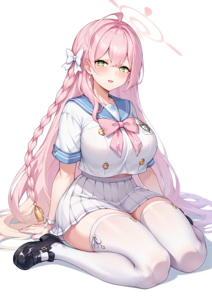 Image big_breasts,breasts,female,blue_archive,patreon,ai_generated,pink_hair,stockings,white_stockings,kawaii_waifus,urawa