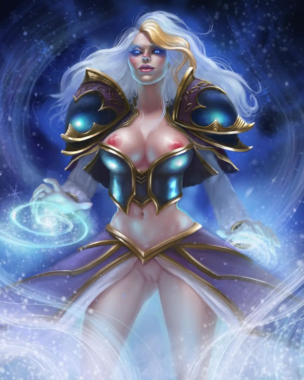 Image 1girls,big_breasts,breasts,female,light-skinned_female,light_skin,solo,white_hair,pussy,multicolored_hair,wide_hips,blonde_hair,warcraft,world_of_warcraft,blizzard_entertainment,jaina_proudmoore,opalescent