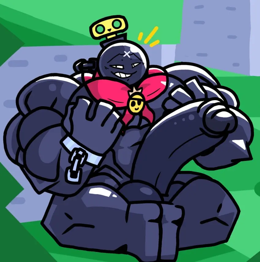 Image 1boy,male,penis,muscular,muscular_male,male_only,yaoi,bara,large_penis,solo_male,abs,brawl_stars,muscular_chest,supercell,supercell_(company),tick_(brawl_stars)