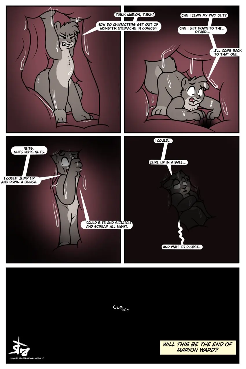 Image female,hi_res,solo,tail,drooling,anthro,text,scared,saliva,bodily_fluids,mammal,dialogue,stomach,wide_eyed,squish,profanity,rodent,stretching,internal,vore,sciurid,tree_squirrel,cramped,organs,face_squish,dark_lighting,drenched,passing_out,falling_asleep,housepets!,marion_(housepets!),str8aura-no-not-that-one
