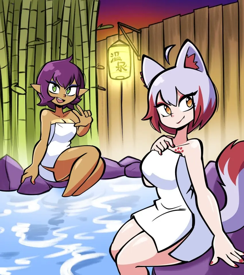 Image breasts,female,2girls,thighs,tagme,towel,hot_spring,towel_only,jek_korpen,tagme_(character)
