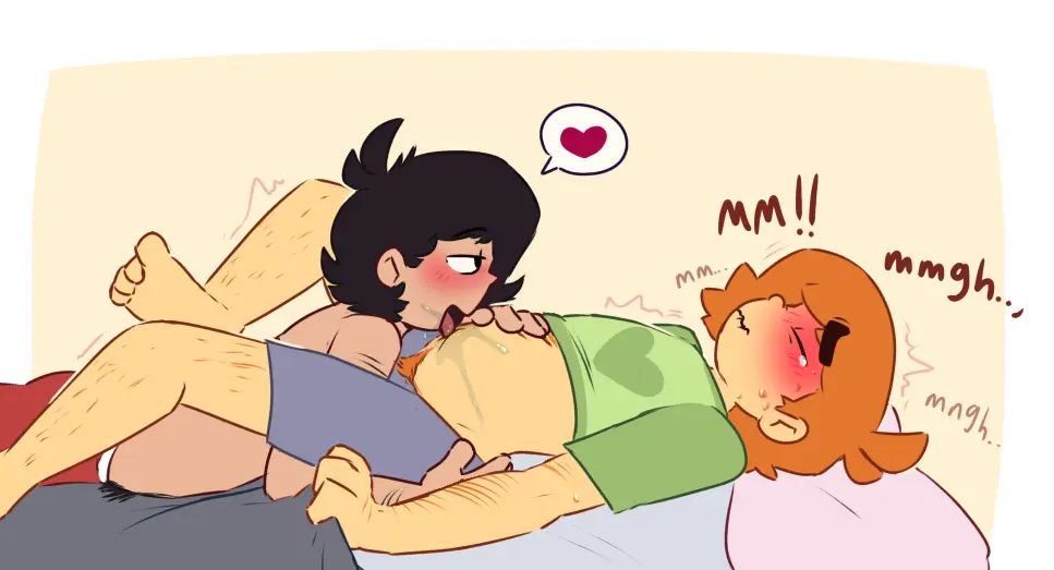 Image male,2boys,digital_drawing_(artwork),digital_media_(artwork),text,gay,heart,2024,tears,laying_on_bed,scott_pilgrim,squirming,cl0ckability,wallace_wells,navel_fetish,licking_belly,navel_licking,scott_w_pilgrim