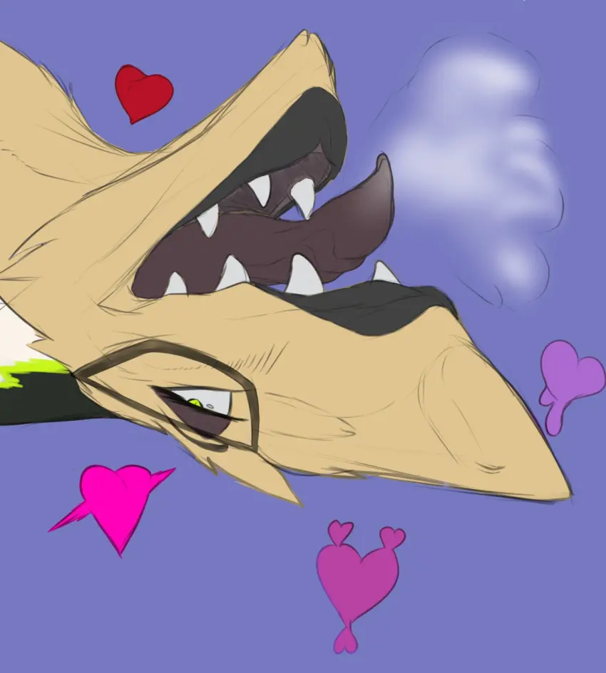 Image female,hi_res,open_mouth,simple_background,smile,solo,tongue,bedroom_eyes,seductive,digital_media_(artwork),teeth,teeth_showing,eyewear,glasses,hair,anthro,mature_female,sharp_teeth,fur,mammal,eyeshadow,makeup,narrowed_eyes,breath,heart_symbol,orgasm_face,sergal,winteranswer