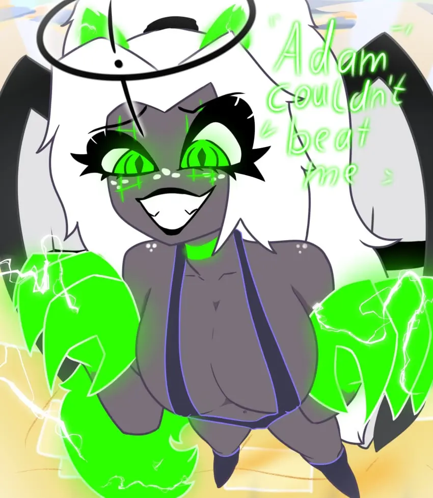 Image big_breasts,breasts,female,long_hair,tail,thighhighs,bikini,big_ass,big_butt,thighs,thigh_gap,wings,anthro,text,halo,original,pov,pov_eye_contact,glowing_eyes,sharp_teeth,claws,big_thighs,oc,thigh_highs,long_ears,sling_bikini,boots,hazbin_hotel,sharp_nails,glowing,slingshot_bikini,slingshot_swimsuit,long_legs,clawed_fingers,claws_out,sharp_fingernails,long_tail,tail_motion,glowing_body,retzhuko_(artist),glowing_markings,tailwag,sharp_claws,bikini_armor,vivienne_medrano,sharp,vivziepop,beast,sling_swimsuit,heaven,character,sling,gate,jo-el_(retzhuko),wings_folded