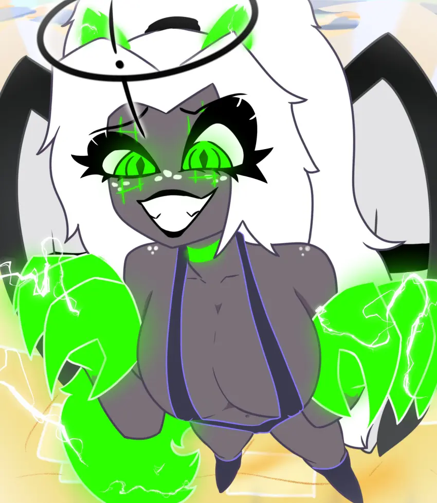 Image big_breasts,breasts,female,long_hair,tail,thighhighs,bikini,big_ass,big_butt,thighs,thigh_gap,wings,anthro,halo,original,pov,pov_eye_contact,glowing_eyes,sharp_teeth,claws,big_thighs,oc,thigh_highs,long_ears,sling_bikini,boots,hazbin_hotel,sharp_nails,glowing,slingshot_bikini,slingshot_swimsuit,long_legs,clawed_fingers,claws_out,sharp_fingernails,long_tail,textless_version,textless,tail_motion,glowing_body,retzhuko_(artist),glowing_markings,tailwag,sharp_claws,bikini_armor,vivienne_medrano,sharp,vivziepop,beast,sling_swimsuit,heaven,character,sling,gate,jo-el_(retzhuko),wings_folded