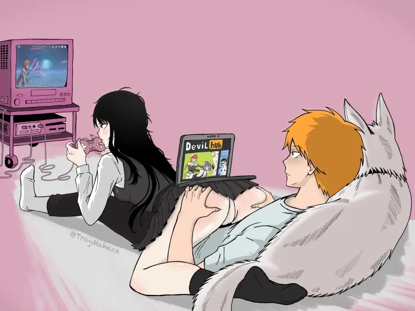 Image female,highres,pants,1boy,black_hair,male,panties,underwear,ass,orange_hair,dress,school_uniform,socks,genshin_impact,sleeveless_dress,soles,canine,sex_toy,strap-on,white_panties,sleeveless,dildo,holding,short_dress,black_socks,ass_grab,pornography,meme,shoes_removed,crossover,chainsaw_man,higashiyama_kobeni,wholesome,eyepatch,denji_(chainsaw_man),makima_(chainsaw_man),commentary,black_pants,english_commentary,controller,holding_controller,white_socks,soles_of_feet_in_socks,television,childe_(genshin_impact),tartaglia_(genshin_impact),playing_games,quanxi_(chainsaw_man),reze_(chainsaw_man),mitaka_asa,laptop,game_console,pornhub,pinafore_dress,brand_name_imitation,crt,fourth_east_high_school_uniform,pleated_dress,sloppy_blowjob_devil_(meme),troymaheza