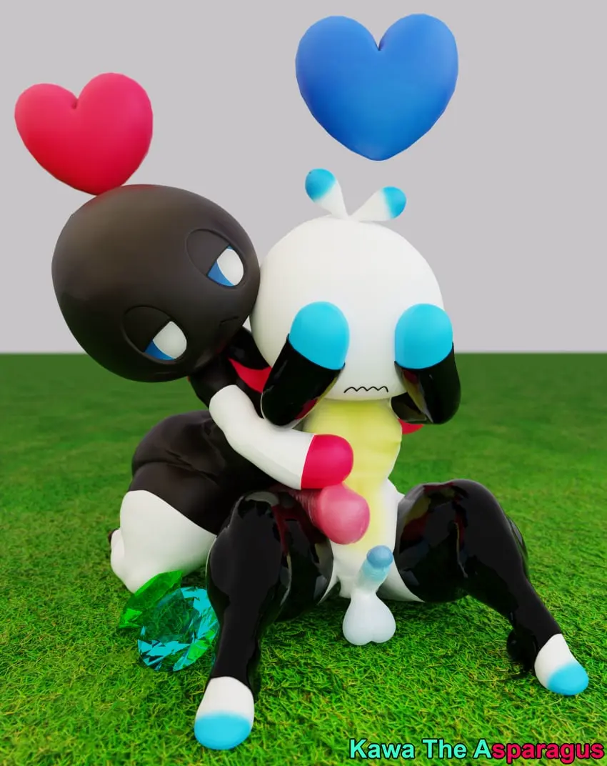 Image blush,clothing,hi_res,nipples,simple_background,elbow_gloves,gloves,male,penis,ass,big_butt,big_penis,thick_thighs,duo,erection,humanoid,humanoid_penis,digital_media_(artwork),gem,balls,huge_cock,text,absurd_res,3d,self_upload,big_balls,footwear,genitals,multicolored_body,two_tone_body,black_body,looking_at_another,3d_(artwork),english_text,huge_balls,legwear,thigh_highs,white_body,sega,sonic_(series),sonic_the_hedgehog_(series),humanoid_genitalia,non-human,toony,handwear,armwear,heart_symbol,non-human_only,embrace,hug,multicolored_penis,hugging_from_behind,comforting,chao_(sonic),dark_chao,hero_chao,kawa_the_asparagus,chaos_emerald