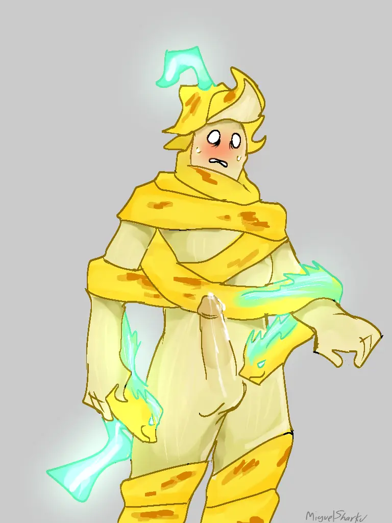 Image blush,1boy,male,nude,penis,embarrassed,plants_vs_zombies,plants_vs_zombies_2:_it's_about_time,eel,electric_peel_(pvz),notnegrete