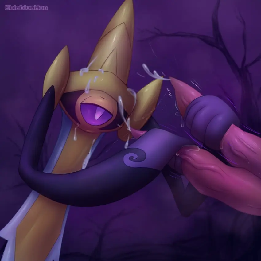 Image blush,hi_res,cum,cum_on_face,male,penis,pokemon,pokemon_(species),sex,duo,veiny_penis,half-closed_eyes,ejaculation,looking_pleasured,ambiguous_gender,nintendo,genital_fluids,handjob,bodily_fluids,genitals,cum_on_body,narrowed_eyes,generation_6_pokemon,tree,anthro_only,weapon,vein,forest,penile,plant,throbbing,throbbing_penis,feral,sword,melee_weapon,multi_genitalia,2_penises,diphallia,diphallism,multi_penis,double_handjob,blubluumon,mouthless,aegislash