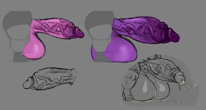 Image clothed,clothing,mostly_clothed,solo,standing,penis,1futa,erection,futanari,humanoid,humanoid_penis,intersex,balls,veiny_penis,purple_skin,futa_only,bottomless,hyper_balls,hyper_penis,shortstack,transformation,hyper_genitalia,penis_expansion,reference_sheet,balls_expansion,beezy_(beezyloove),leewzeelove,dark_purple_skin