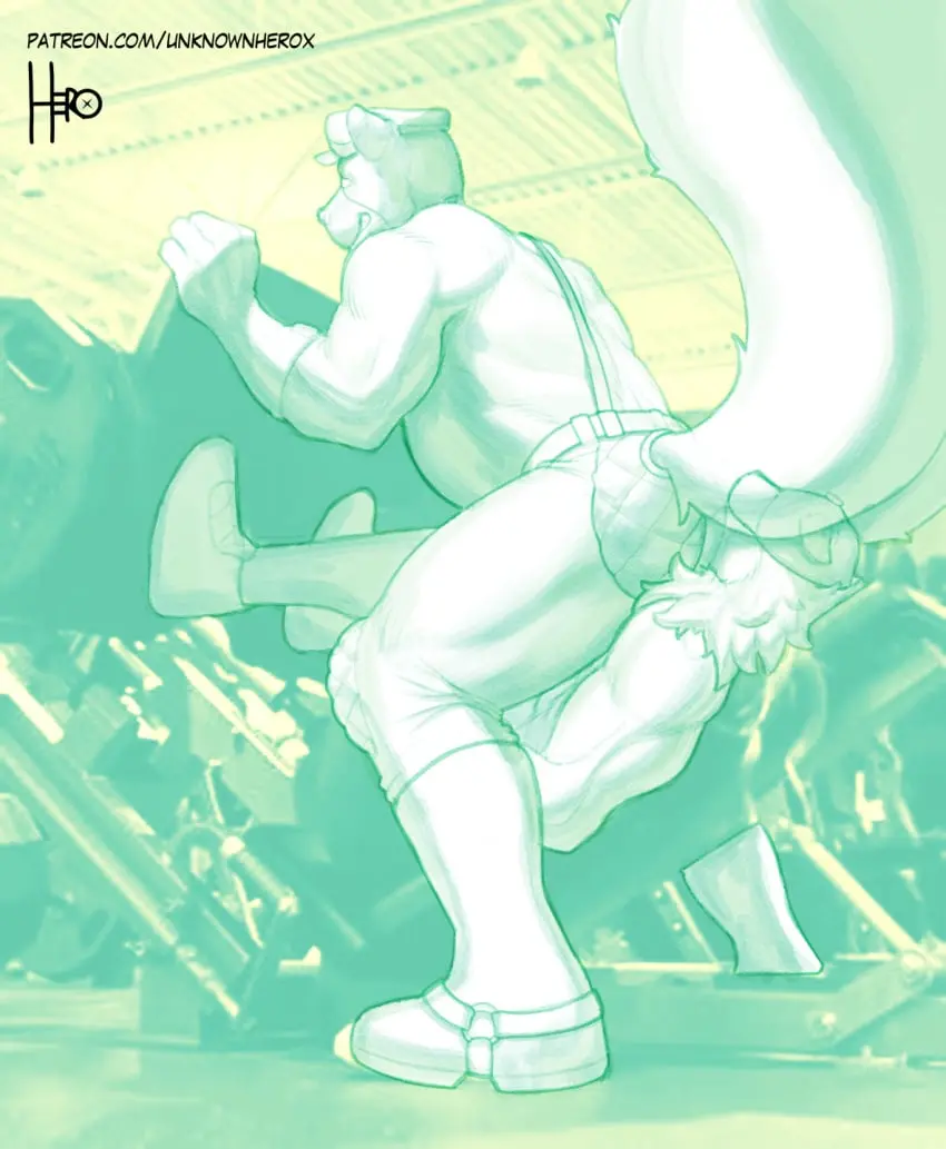 Image clothing,hi_res,male,muscular,muscular_male,gym,male/male,anthro,mammal,muscular_anthro,sitting_on_another,felid,lion,pantherine,facesitting,mephitid,skunk,leather,leather_clothing,matthew-x,rubberbuns