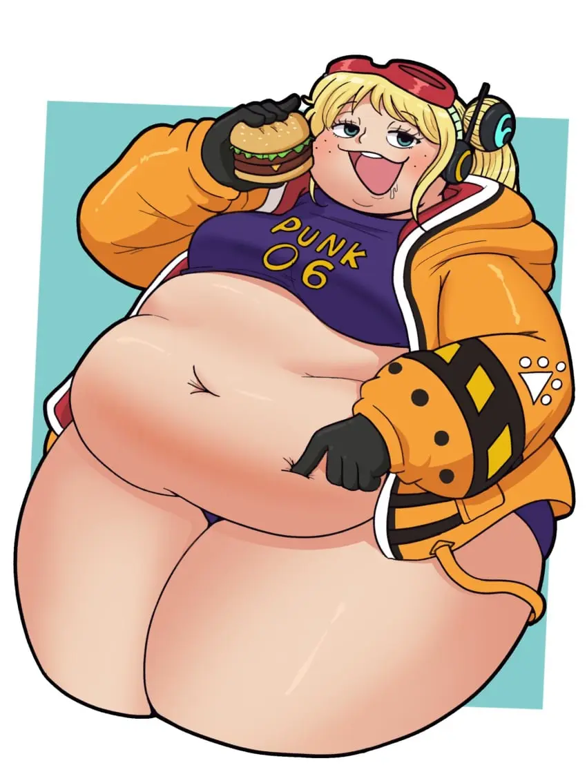 Image 1girls,2023,female,female_only,looking_at_viewer,solo,female_focus,thick_thighs,thighs,one_piece,belly,huge_belly,solo_female,solo_focus,drooling,blonde_hair,absurd_res,chubby,chubby_female,fat,fat_female,overweight,overweight_female,plump,morbidly_obese,morbidly_obese_female,obese,ssbbw,obese_female,burger,fat_belly,vegapunk_york,midnitemorty,poking_belly