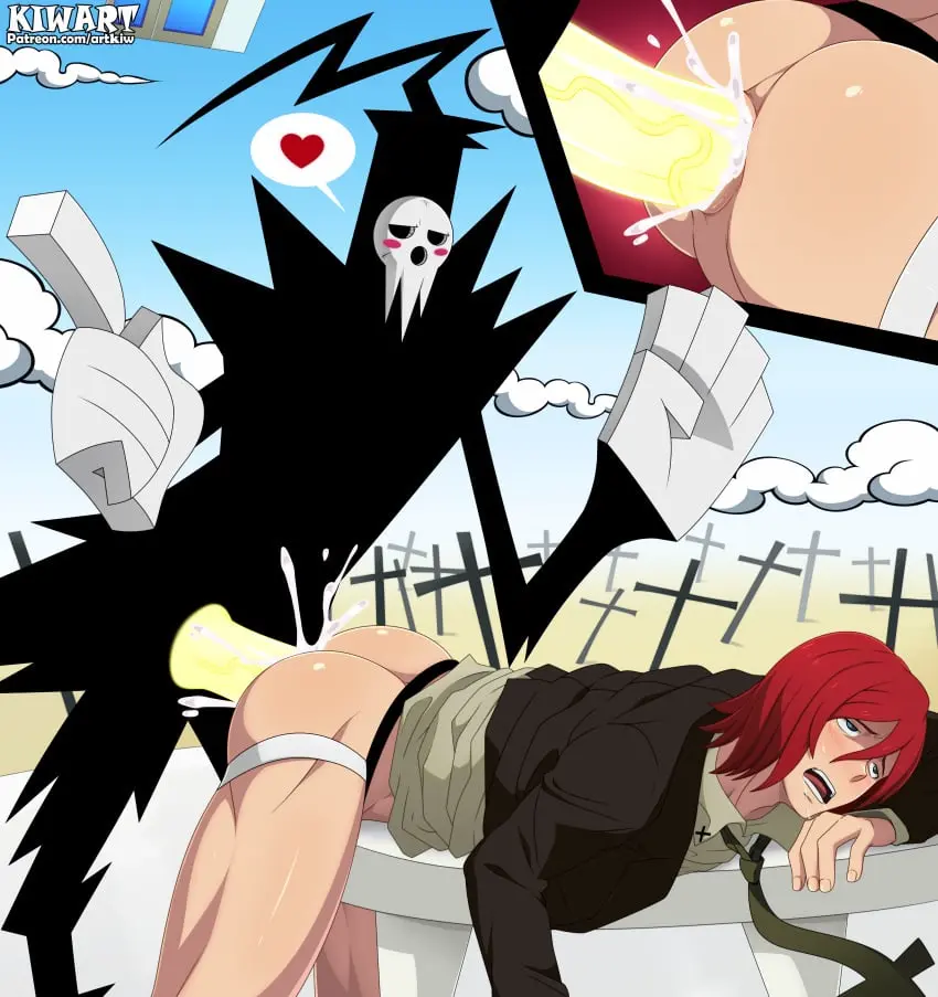 Image cum,male,penis,ass,big_penis,sex,muscular,muscular_male,anal,anal_sex,male/male,male_only,yaoi,gay,gay_sex,penetration,bara,gay_anal,soul_eater,kiwart,shinigami_sama,spirit_albarn