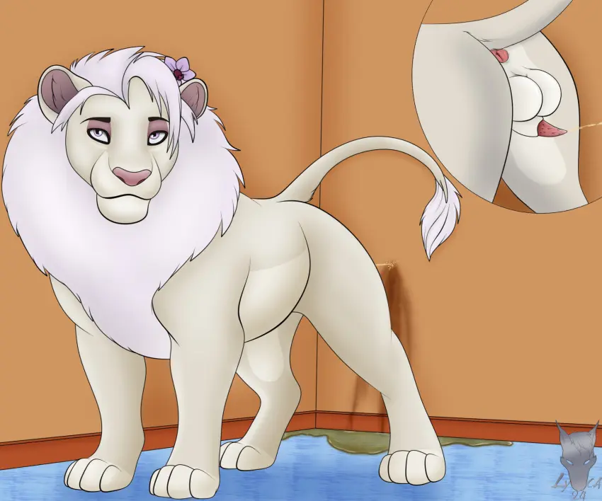 Image hi_res,solo,standing,male,penis,tail,furry,feet,male_only,balls,anus,pink_eyes,genital_fluids,bodily_fluids,fur,genitals,inside,mammal,paws,flower,makeup,2024,white_body,artist_logo,logo,dated,toes,animal_genitalia,animal_penis,markings,plant,sheath,tuft,dipstick_tail,penis_tip,tail_markings,white_balls,white_fur,white_sheath,white_ears,feral,felid,feral_only,quadruped,lion,pantherine,pink_nose,white_tail,eyeliner,digitigrade,peeing,4_toes,feline_genitalia,feline_penis,pink_penis,mane,penile_spines,tail_tuft,white_mane,cutaway,pink_anus,urine,pink_inner_ear,urine_stream,white_tail_tip,black_eyeliner,urine_pool,male_feral,purple_flower,lycadio,male_peeing,belleza_(pratum_vulpes),flower_in_mane,peeing_on_wall,urine_on_wall,white_tail_tuft