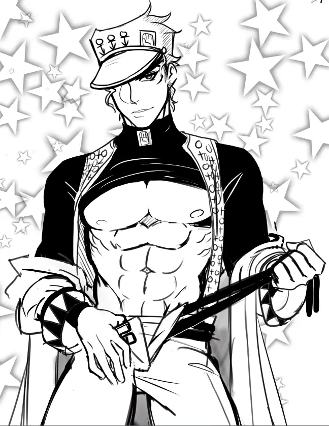 Image solo,1boy,male,muscular,muscular_male,male_only,belt,undressing,jojo's_bizarre_adventure,dilf,diamond_is_unbreakable,jotaro_kujo