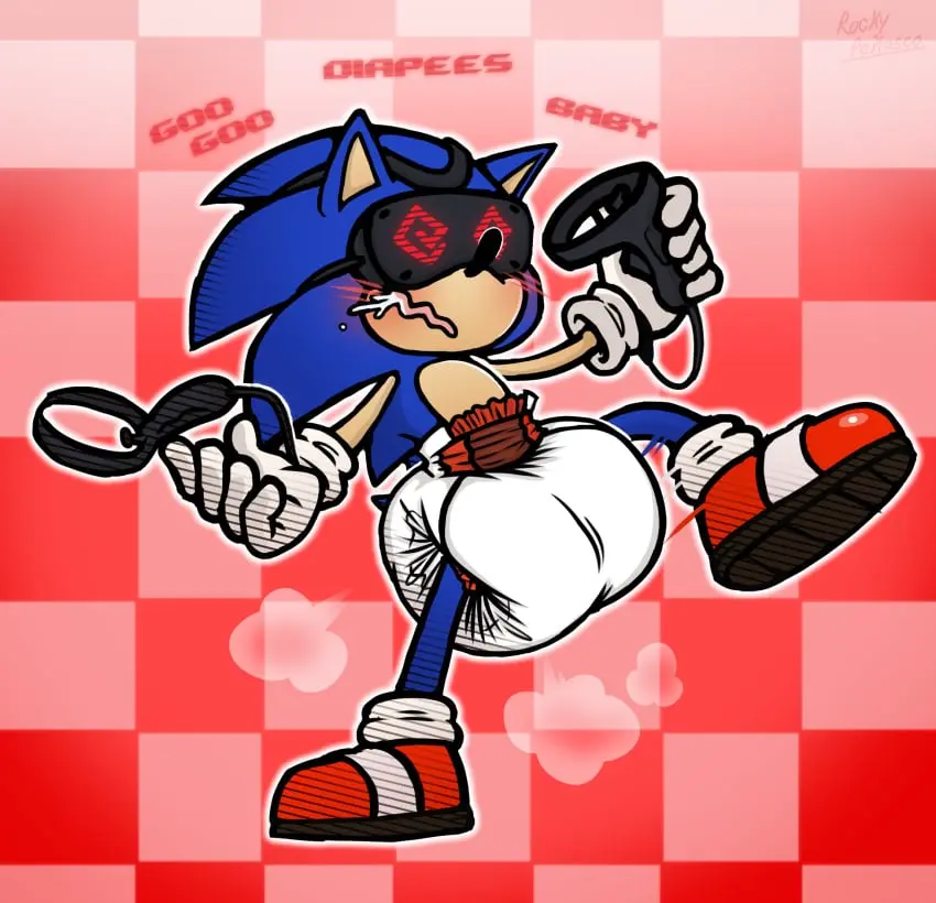 Image tagme,sonic_(series),sonic_the_hedgehog,hypnotized,diaper,vr_headset,poofbuttrocky