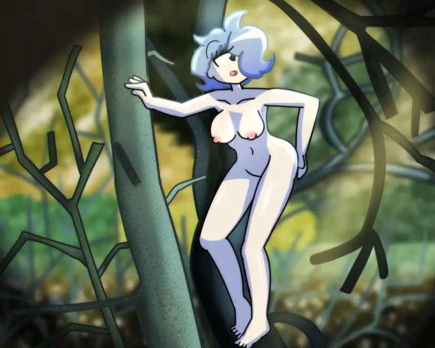 Image 1girls,breasts,female,nude,tagme,tree,nature,hand_on_butt,hornyplanters,moon_(hornyplanters)