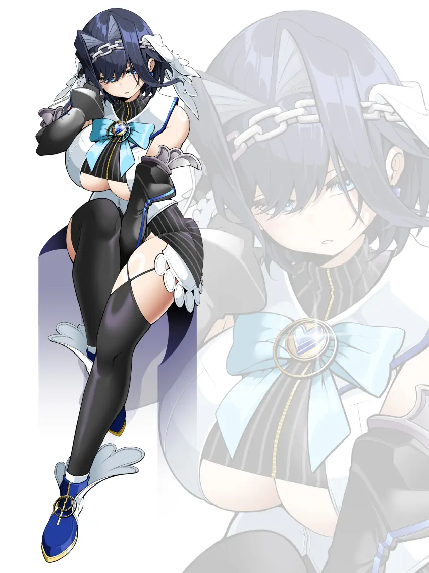 Image 1girls,breasts,female,light-skinned_female,light_skin,blue_eyes,blue_hair,short_hair,thick_thighs,virtual_youtuber,sideboob,huge_breasts,hololive,hololive_english,naughty_face,hololive_english_-council-,hololive_english_-promise-,ouro_kronii,saltnvalk