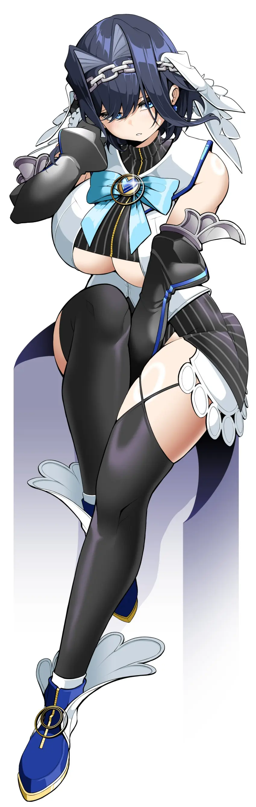 Image 1girls,breasts,female,light-skinned_female,light_skin,blue_eyes,blue_hair,short_hair,thick_thighs,virtual_youtuber,sideboob,huge_breasts,hololive,hololive_english,naughty_face,hololive_english_-council-,hololive_english_-promise-,ouro_kronii,saltnvalk