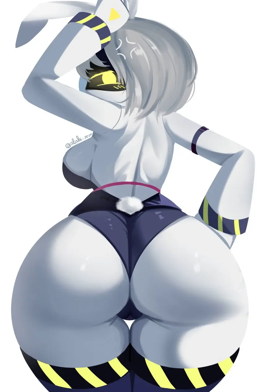 Image 1girls,big_breasts,blush,breasts,female,female_only,looking_at_viewer,solo,short_hair,yellow_eyes,ass,big_ass,huge_ass,thick_thighs,thighs,tagme,bunny_ears,ass_focus,big_thighs,thick_hips,bunnysuit,white_body,back_view,huge_thighs,silver_hair,robot,robot_girl,gigantic_ass,drone,gigantic_thighs,murder_drones,dat_ass,glitch_productions,v_(murder_drones),alaki_zezo,furry_murder_drone
