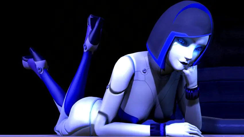 Image 1girls,female,looking_at_viewer,blue_eyes,curvy,curvy_body,curvy_female,pose,eye_contact,lipstick,robot,robot_girl,android,sexbot,subverse,demi_(subverse)