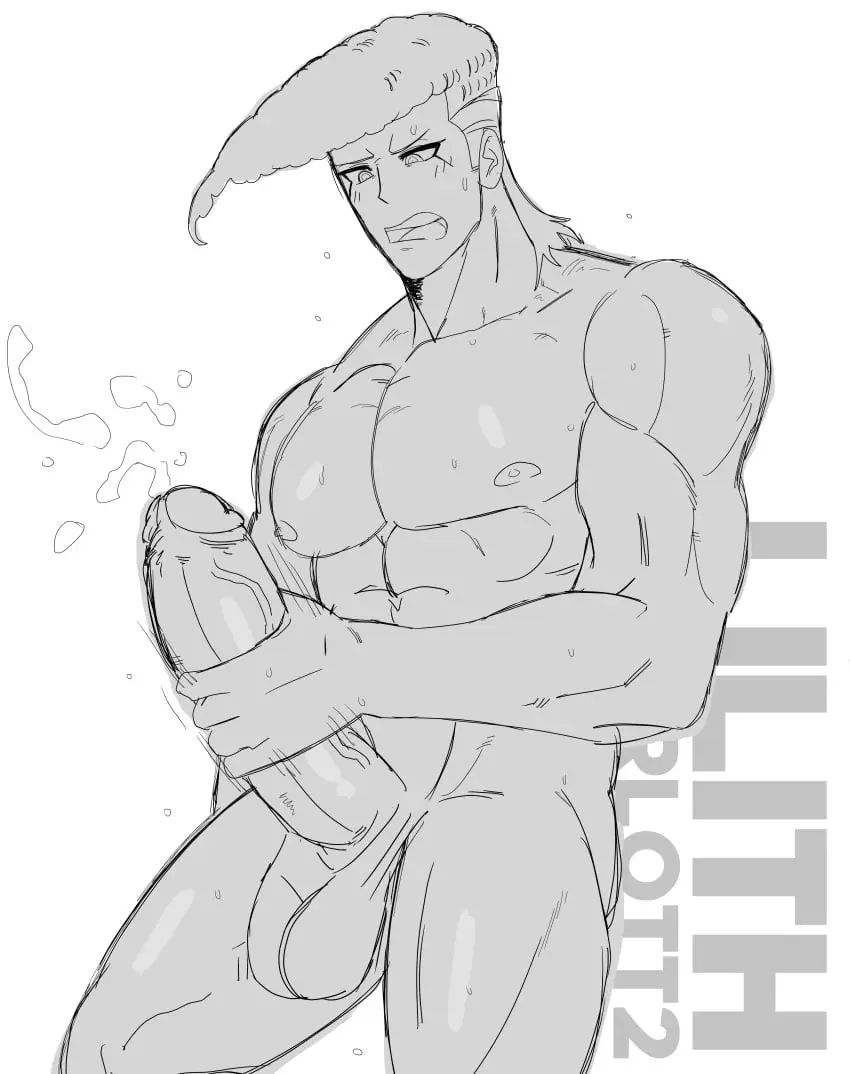 Image solo,1boy,male,penis,big_penis,muscular,muscular_male,male_only,yaoi,bara,biceps,giant_penis,sketch,solo_male,danganronpa,muscles,wip,mondo_oowada,lilithcharlott2