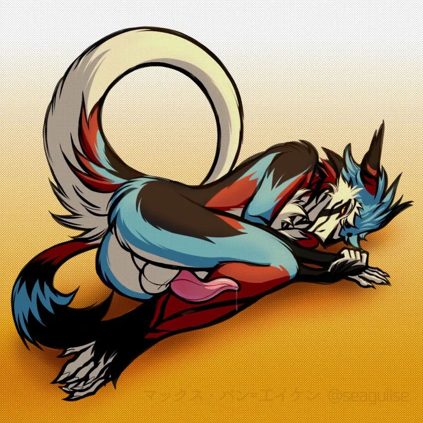 Image hi_res,solo,male,penis,tail,lying,ass,male_only,balls,anthro,on_side,genital_fluids,bodily_fluids,genitals,precum,rear_view,1:1,raised_tail,perineum,leaking_precum,leaking_penis,sergal,laying_on_ground,umamipenis