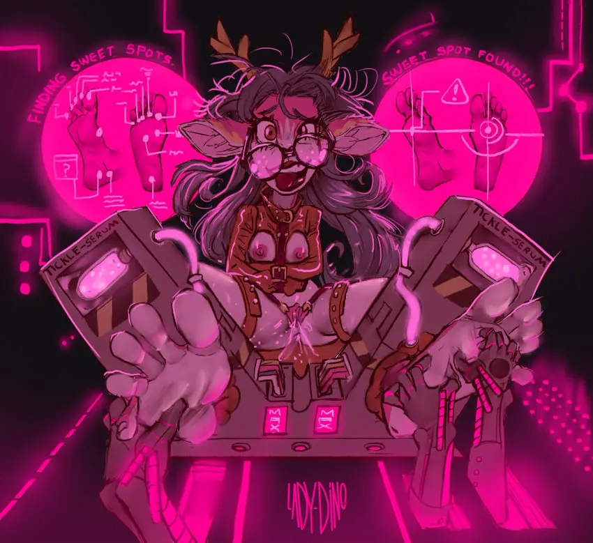 Image breasts,clothed,clothing,exposed_breasts,female,hi_res,long_hair,nipples,smile,solo,pussy,tongue_out,tongue,areola,feet,teeth_showing,eyewear,glasses,hair,anthro,text,ejaculation,genital_fluids,soles,bodily_fluids,genitals,mammal,horn,antlers,revealing_clothes,bottomless,english_text,skimpy,biped,signature,pussy_ejaculation,toes,deer,humanoid_feet,foot_focus,bound,vaginal_fluids,5_toes,plantigrade,doe_with_antlers,straitjacket,laugh,tickling,tickling_feet,ladydino,robot_hand