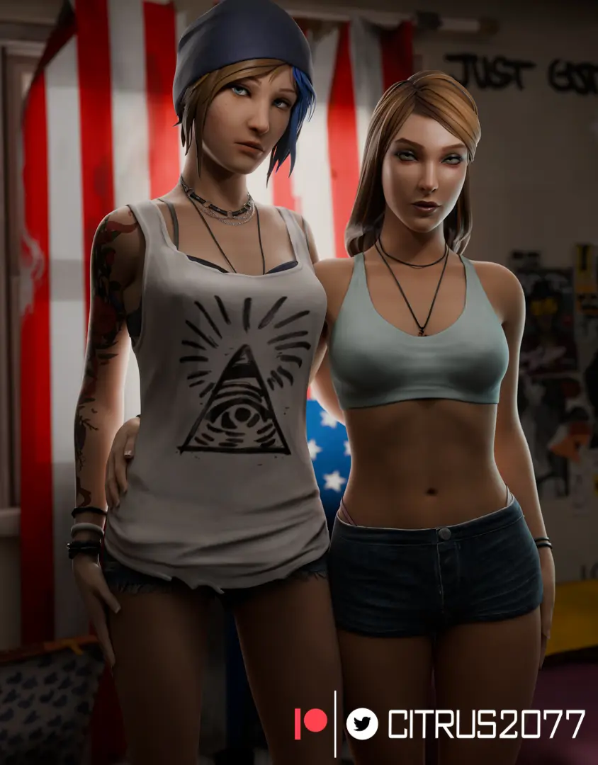 Image clothed, female, female_only, 2girls, female_focus, 3d, abs, fully_clothed, full_color, no_penetration, life_is_strange, rachel_amber, chloe_price, citrus2077