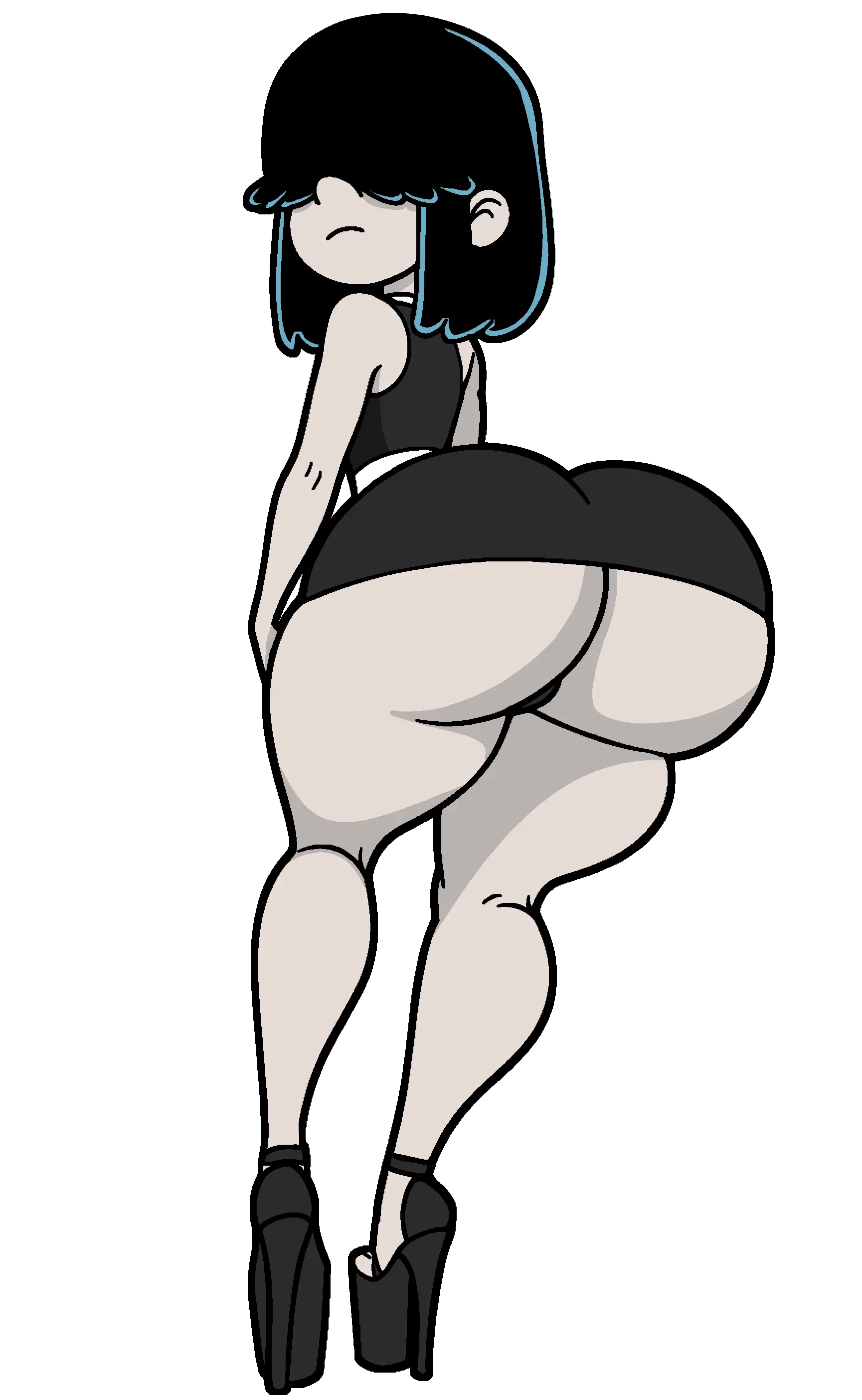 Image female,looking_at_viewer,huge_ass,dress,dark_hair,high_heels,platform_heels,goth,transparent_background,emo,prostitute,goth_mommy,the_loud_house,lucy_loud,blackmorty_(artist)