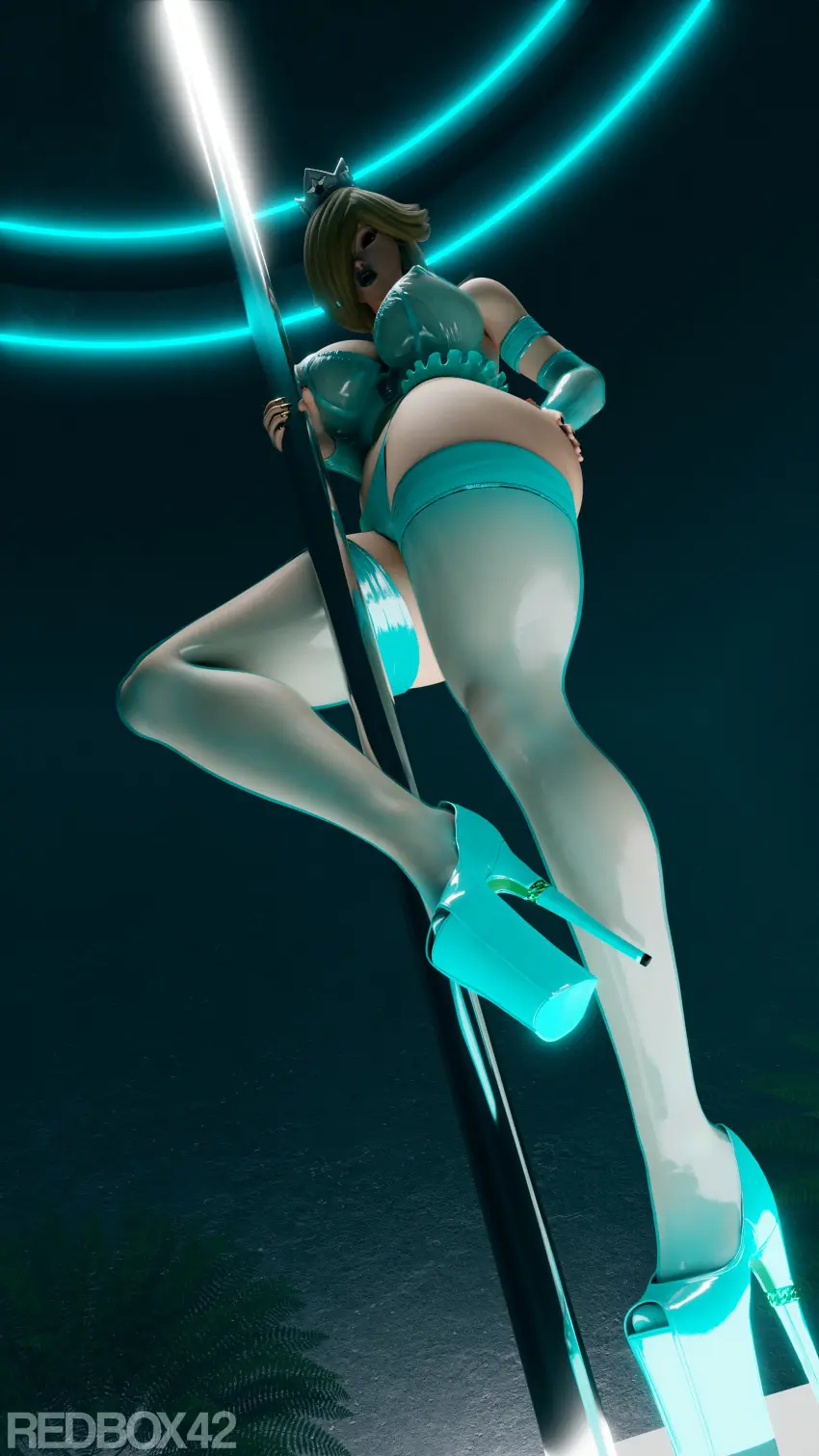 Image big_breasts,breasts,female,tagme,stockings,mario_(series),nintendo,3d,blender,bimbo,high_heels,platform_heels,low-angle_view,club,stripper,stripper_pole,low_angle_view,princess_rosalina,gold_nail_polish,low_angle,bimbo_prostitute,redbox42