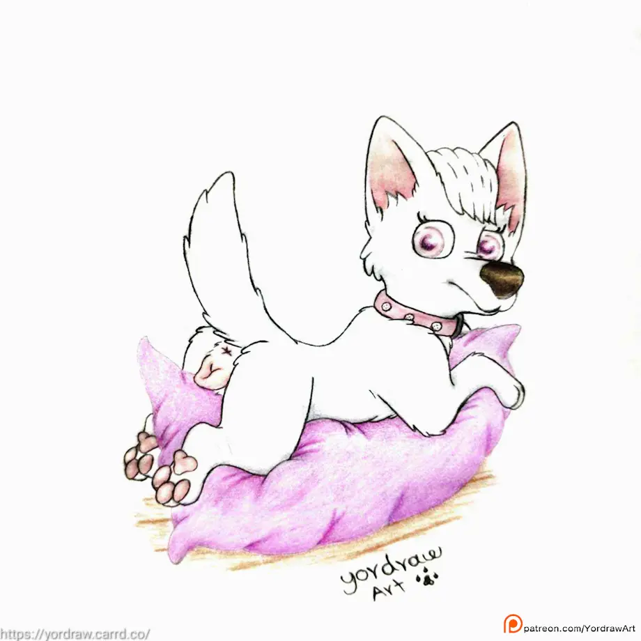 Image female, solo, white_background, white_hair, pussy, white_skin, vagina, eyelashes, eyes, solo_female, hair, anus, cute, presenting, collar, canid, canine, canis, fur, paws, rear_view, white_body, presenting_hindquarters, animal_genitalia, canine_genitalia, white_fur, pawpads, traditional_media_(artwork), canine_pussy, traditional_art, animal, pink_collar, traditional_media, adorable, yordraw, paw_patrol, sweetie_(paw_patrol), west_highland_white_terrier