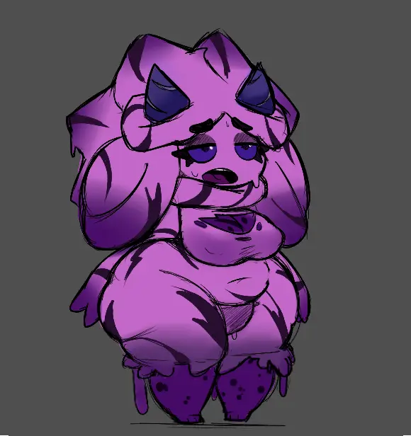Image female,bottom_heavy,horns,purple_eyes,shortstack,nipples_visible_through_clothing,purple_body,melting,beezy_(beezyloove),leewzeelove,alcreemzy_(leewzeelove),alcremie,alcremified