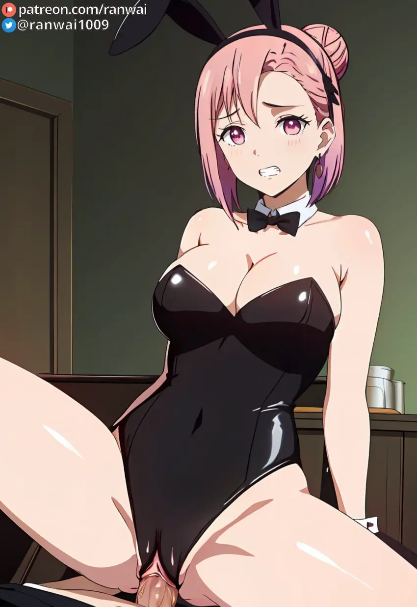 Image 1girls,breasts,female,large_breasts,1boy,male,sex,ai_generated,cowgirl_position,pink_hair,pink_eyes,stable_diffusion,vaginal_penetration,vaginal_sex,bunny_girl,bunnysuit,anime,kaguya-sama_wa_kokurasetai_~tensai-tachi_no_renai_zunousen~,ranwai,koyasu_tsubame