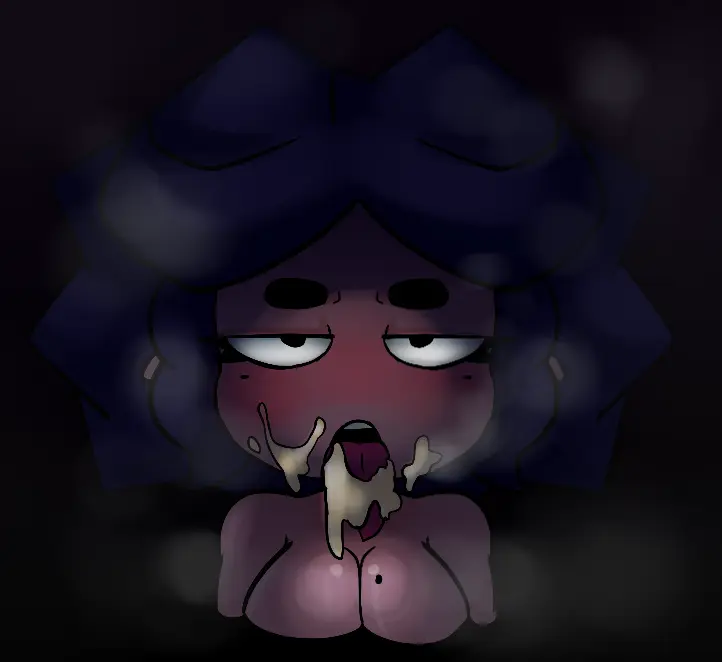 Image blush, breasts, female, looking_at_viewer, cum, cum_in_mouth, cum_on_face, long_tongue, steamy, beauty_mark, beauty_mark_on_breasts, beezy_(beezyloove), leewzeelove