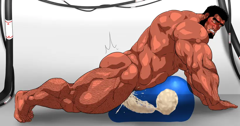 Image blush,solo,cum,male,nude,penis,sweat,erection,muscular,male_only,yaoi,balls,cum_inside,bara,orgasm,sex_toy,sweating,solo_male,boner,penetrable_sex_toy,beard,muscles,facial_hair,hitenmaru,penetrating_toy,cum_in_sex_toy