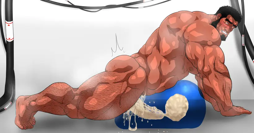 Image blush,solo,cum,male,nude,penis,sweat,erection,muscular,male_only,yaoi,balls,cum_inside,bara,orgasm,sex_toy,sweating,solo_male,boner,penetrable_sex_toy,beard,muscles,facial_hair,musk,hitenmaru,penetrating_toy,cum_in_sex_toy