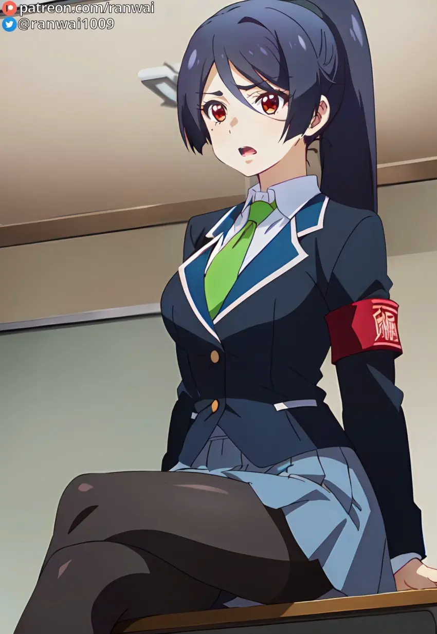 Image red_eyes,blue_hair,ai_generated,stable_diffusion,sitting,anime,ranwai,shinomiya_rin,yumemiru_danshi_wa_genjitsushugisha