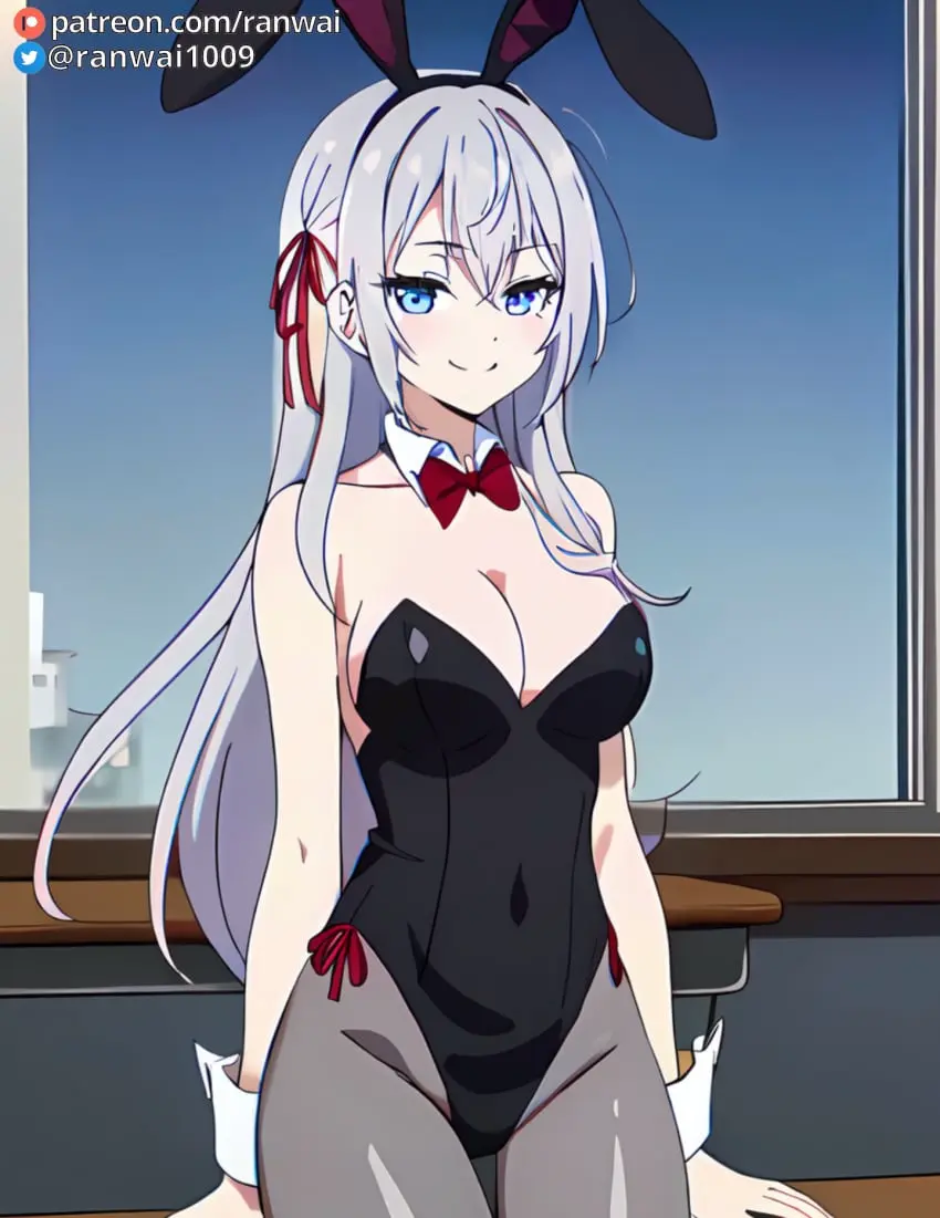 Image female,white_hair,blue_eyes,ai_generated,stable_diffusion,bunny_girl,bunnysuit,anime,ranwai,alisa_mikhailovna_kujou,tokidoki_bosotto_russian_de_dereru_tonari_no_alya-san