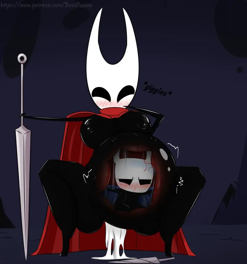 Image blush,big_belly,orgasm,arthropod,hollow_knight,hornet_(hollow_knight),x-ray,vore,safe_vore,squirming,unbirthing,protagonist_(hollow_knight),fetal_movement,bestponies