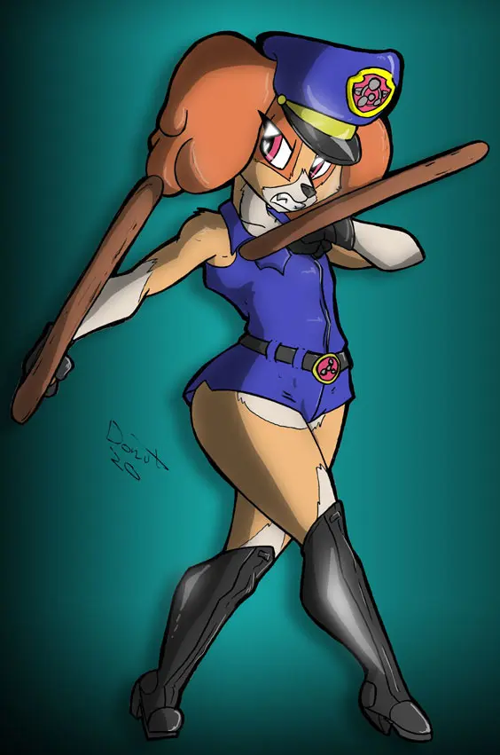Image clothed,clothing,female,anthro,canid,canine,canis,domestic_dog,anthrofied,uniform,cosplay,anthropomorphic,costume,cop,paw_patrol,skye_(paw_patrol),cockapoo,theburningdonut