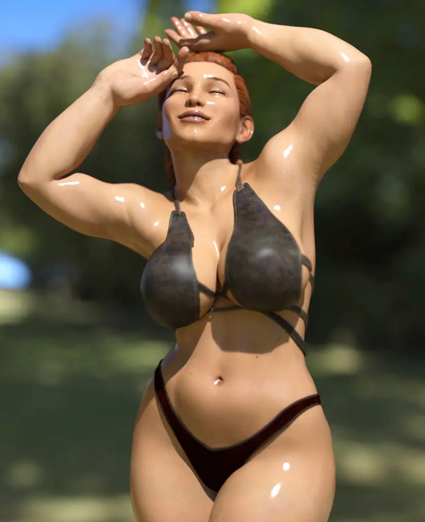 Image 1girls,female,bikini,orange_hair,swimsuit,original,3d,black_bikini,dwarf,dwarf_female,ironclawroo